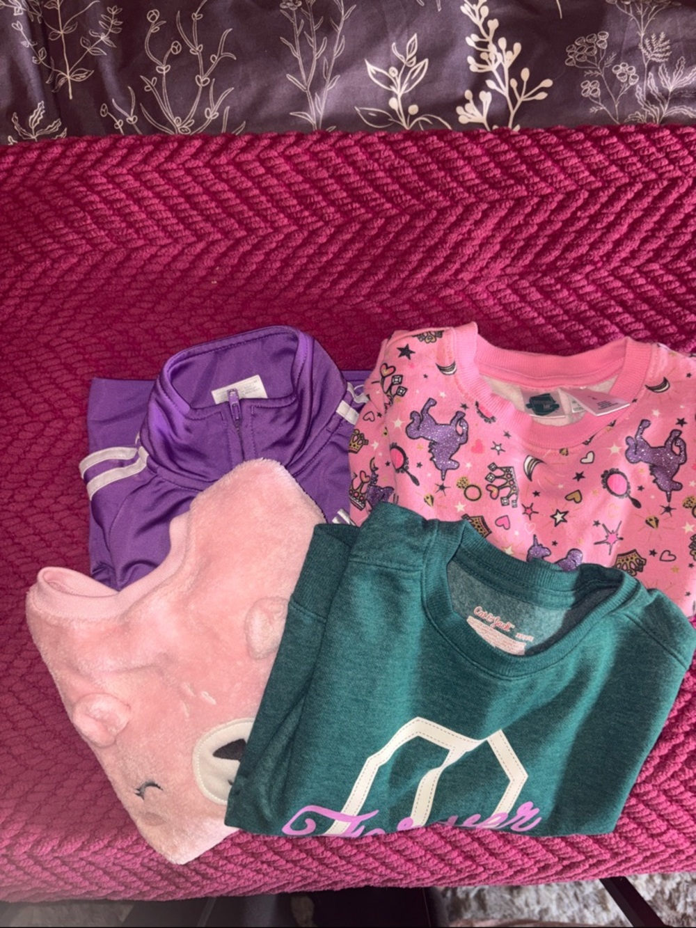Kids Sweatshirts - Pink Unicorn & Green Top Bundle